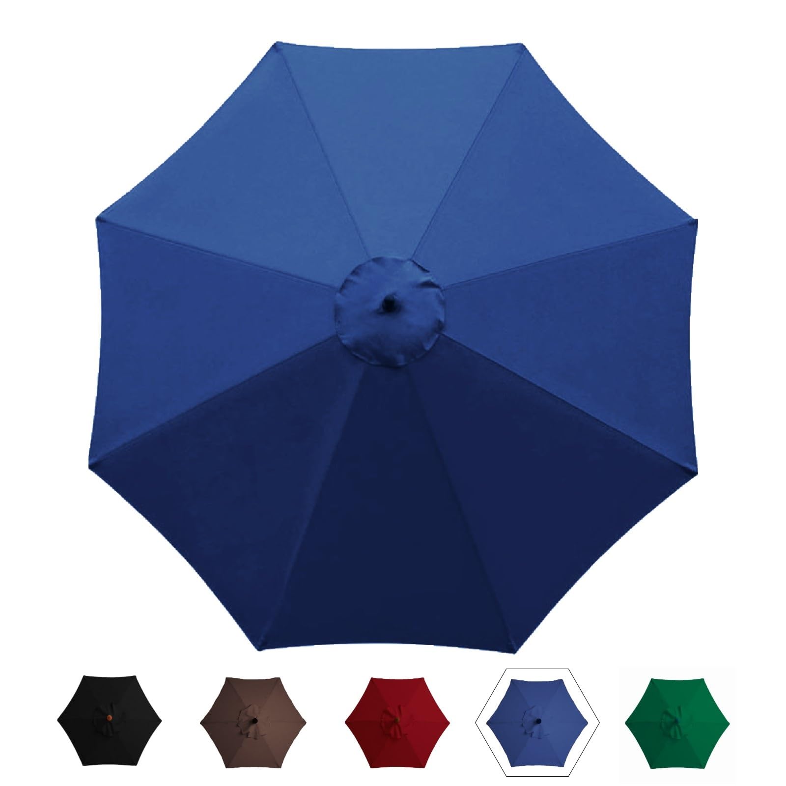 Janeepoch Parasol Replacement Replacement Beach Garden Patio Canopy Parasol 2/2.7/3.0m Replacement Cover Round Sunshade 6/8 Ribs UV30+ Protection(Color:Blue,Size:2m 6 ribs)