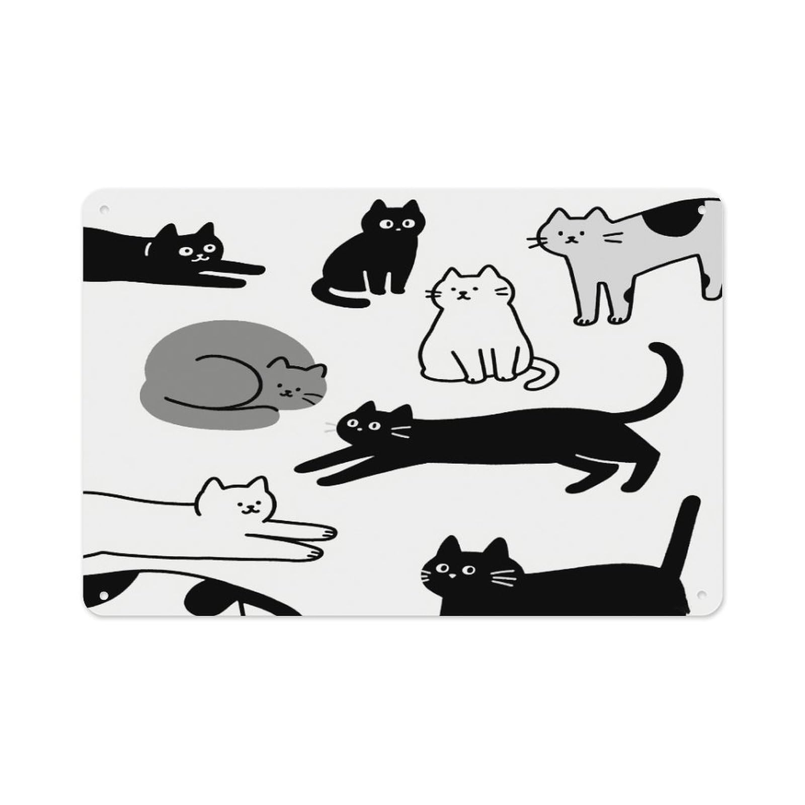 VstaDank Cat Wall Art Prints Metal Sign Decor Painting Aluminum Wall Hanging Decor Vintage Poster Sublimation Picture Panel Weatherproof Art Decorative Wall Decors