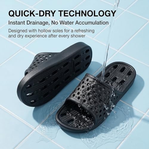 Image of clootess Shower Shoes Slide for Men and Women Holes Bath Slipper Bathroom Sandal Pool Gym College Dorm Non-Slip