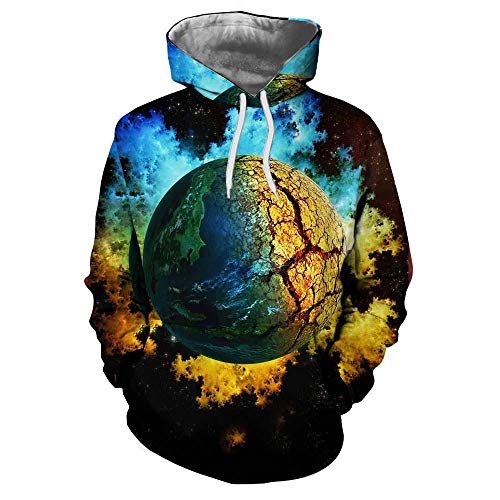 Sweat à capuche planète 3D enfant de 4 à 16 ans avec poche pull imprimé astronomie