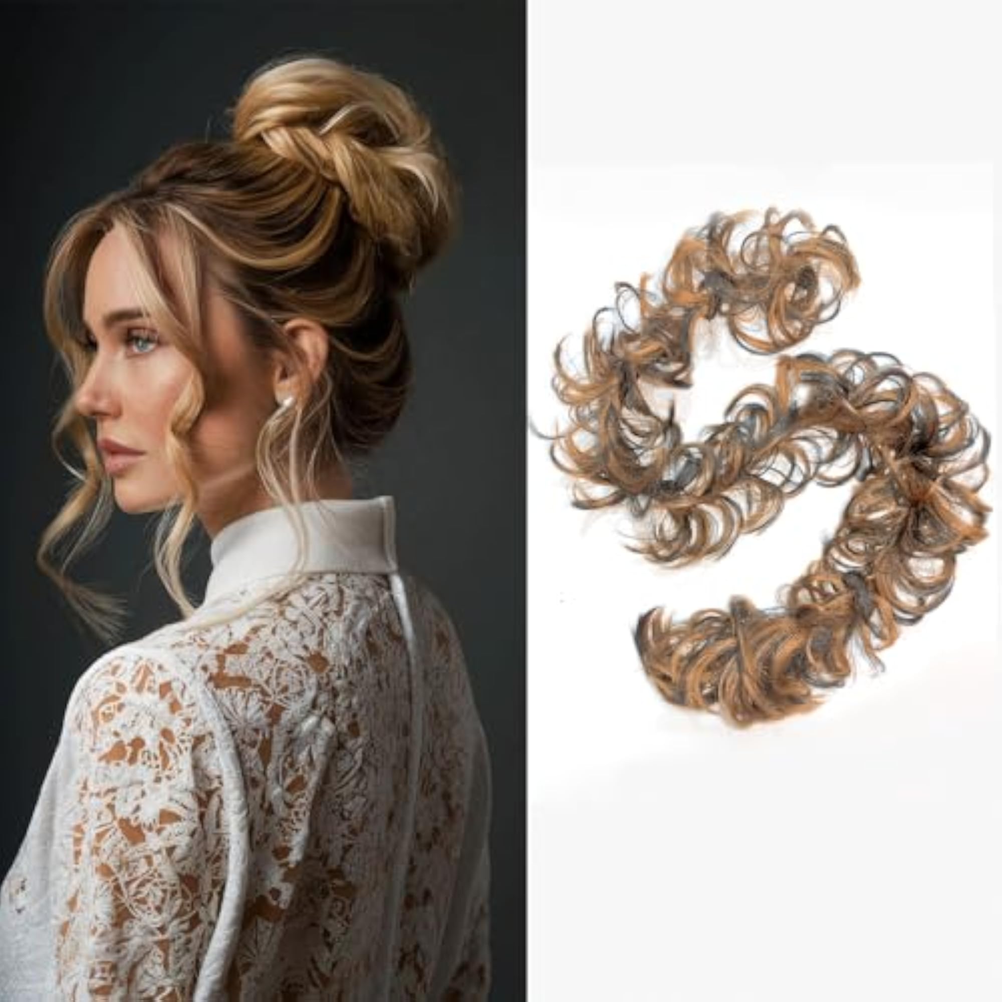Women's Highlight Synthetic Frill Messy Bun