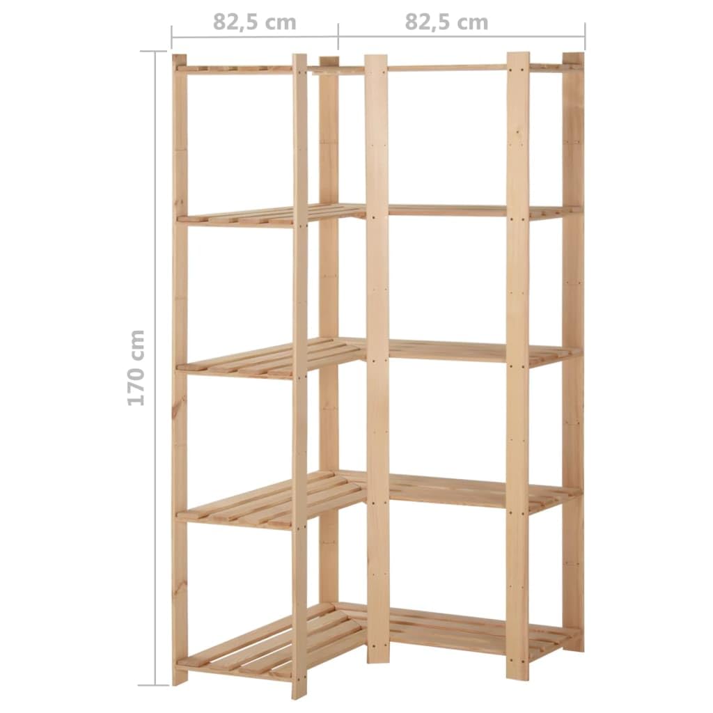 Générique Étagère d'angle de Rangement 5 Niveaux 82,5x82,5x170 cm Pin,Entreprise & Industrie,Stockage Industriel,Étagères industrielles,Brun,20 KG,327323
