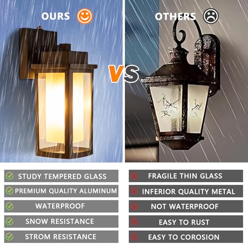Image of JYZ Dusk to Dawn Outdoor Wall Sconce Lighting, Exterior Outdoor Wall Mount Lantern, Waterproof Anti-Rust Porch Light Fixture, Modern Contemporary Outside Lamp for House Front Door Garage Patio Deck