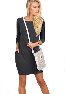 فستان كاجوال - قصه مستقيمة - لون رصاصي للنساء، من اف جي