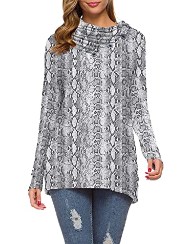 Image of WEACZZY Women's Long Sleeve Shirts Button Cowl Neck Casual Loose Tunic Tops Blouse Dressy Fashion 2026