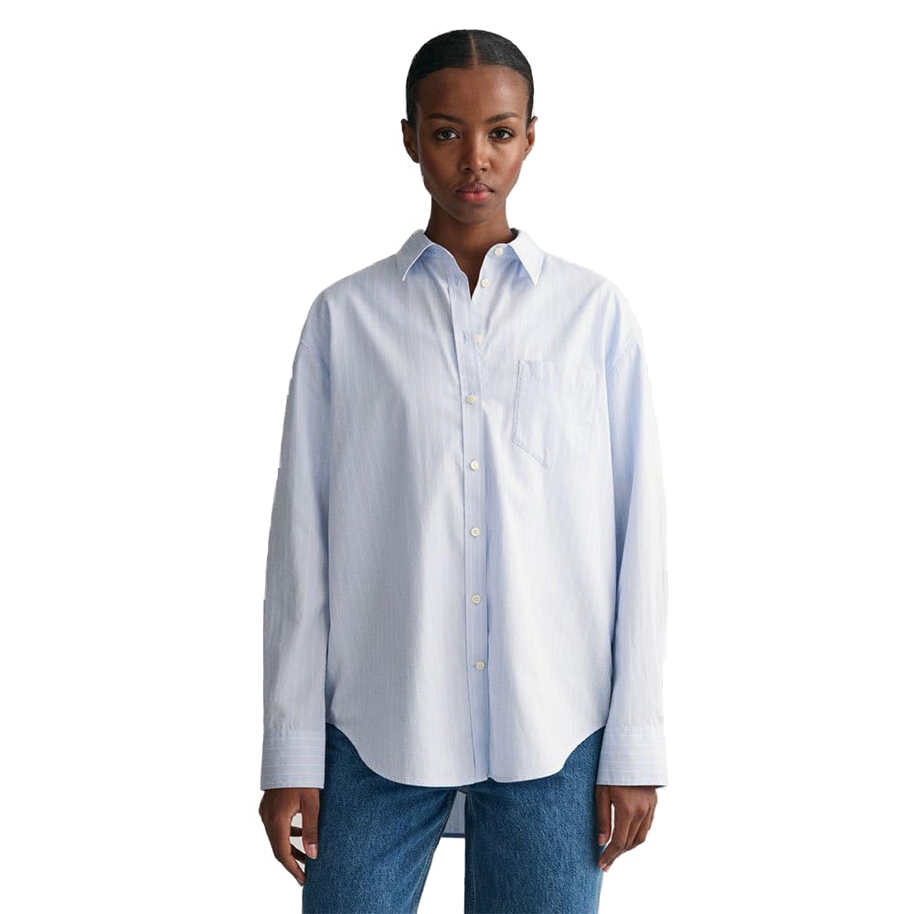 GANT Women 4300239-GAN-455-GAN Relaxed Fit Striped Poplin Shirt 32 Blue