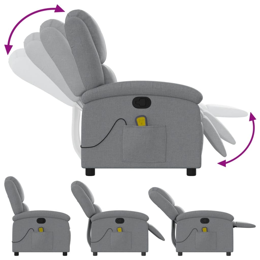 Festnight Sillón Masaje Eléctrico Sillón Masaje Reclinable Sillon Relax Reclinable Sillón Relax Sillón Reclinable Manual Sillones para Salón de Tela #2, Gris Claro