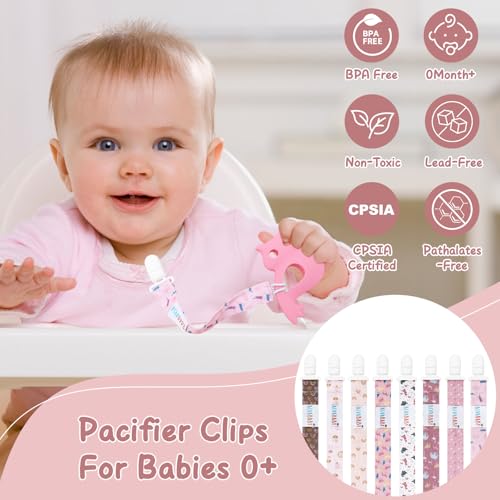 Image of ALVABABY Pacifier Clips 8 Pack Pacifier Binky Paci Holder Leashes for Baby Teethers 8DP09