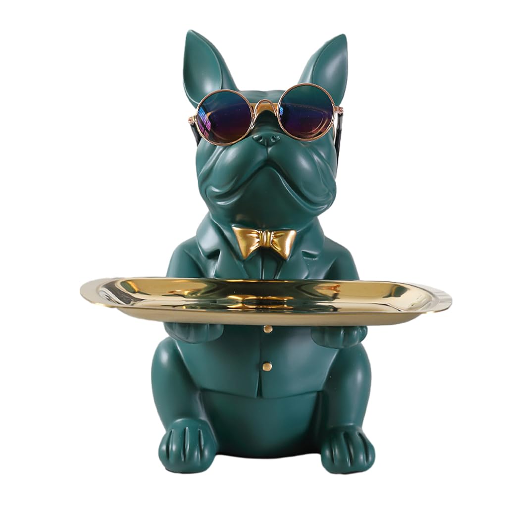 Plateau bijoux et bonbons Bulldog vert pour ne plus perdre vos clés