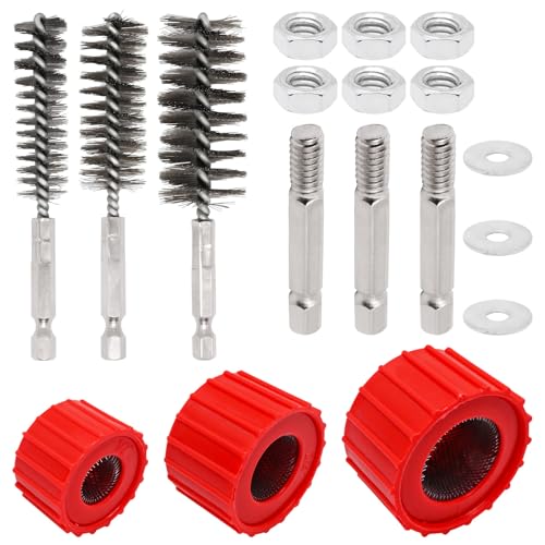Image of 6pcs Set Bore Brush for Drill, 1 /4 inch Hex Shank Stainless Steel Twisted Wire Brush for Drill, 3pcs Tube Pipe Cleaner for Rust & 3pcs Copper Pipe Cleaner