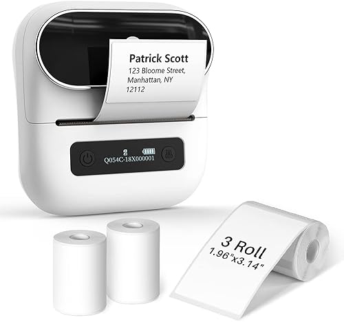 Phomemo M220 etiquetadora, impresora térmica Bluetooth, código de barras, nombre, dirección, etiquetado, correo, pequeñas empresas y más con 1 rollo