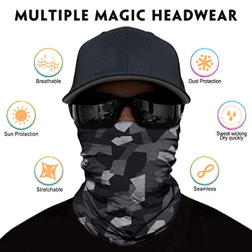 Image of Venswell Neck Gaiter Face Mask Men Women,Seamless Bandana Rave Face Cover Scarf Mask,Balaclava,Headband, Head Wrap,Headwear