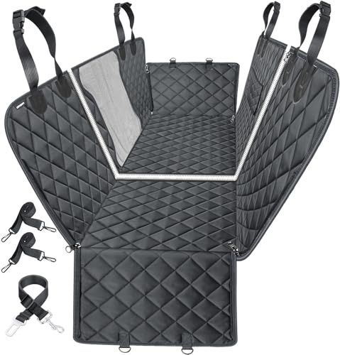 URPOWER 6-in-1 Dog Car Seat Cover for Back Seat, Waterproof Dog Car Hammock with Mesh Window & Side Flap, Pet Backseat Protector for Car, SUV, Truck