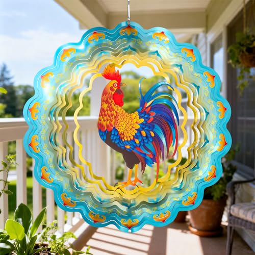 SUNCKET Stainless Steel 3D Chicken Wind Spinner Garden Yard