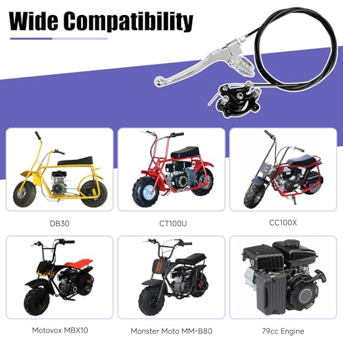 Image of Mini Bike Brake Lever Kit, Rear Disc Brake Caliper Compatible with Monster Mega Moto MMB80 105cc Motovox MBX10 MBX11 Baja DB30 GMB100 Coleman CT100U CC100X Predator 79cc 97cc 100cc Engine Parts