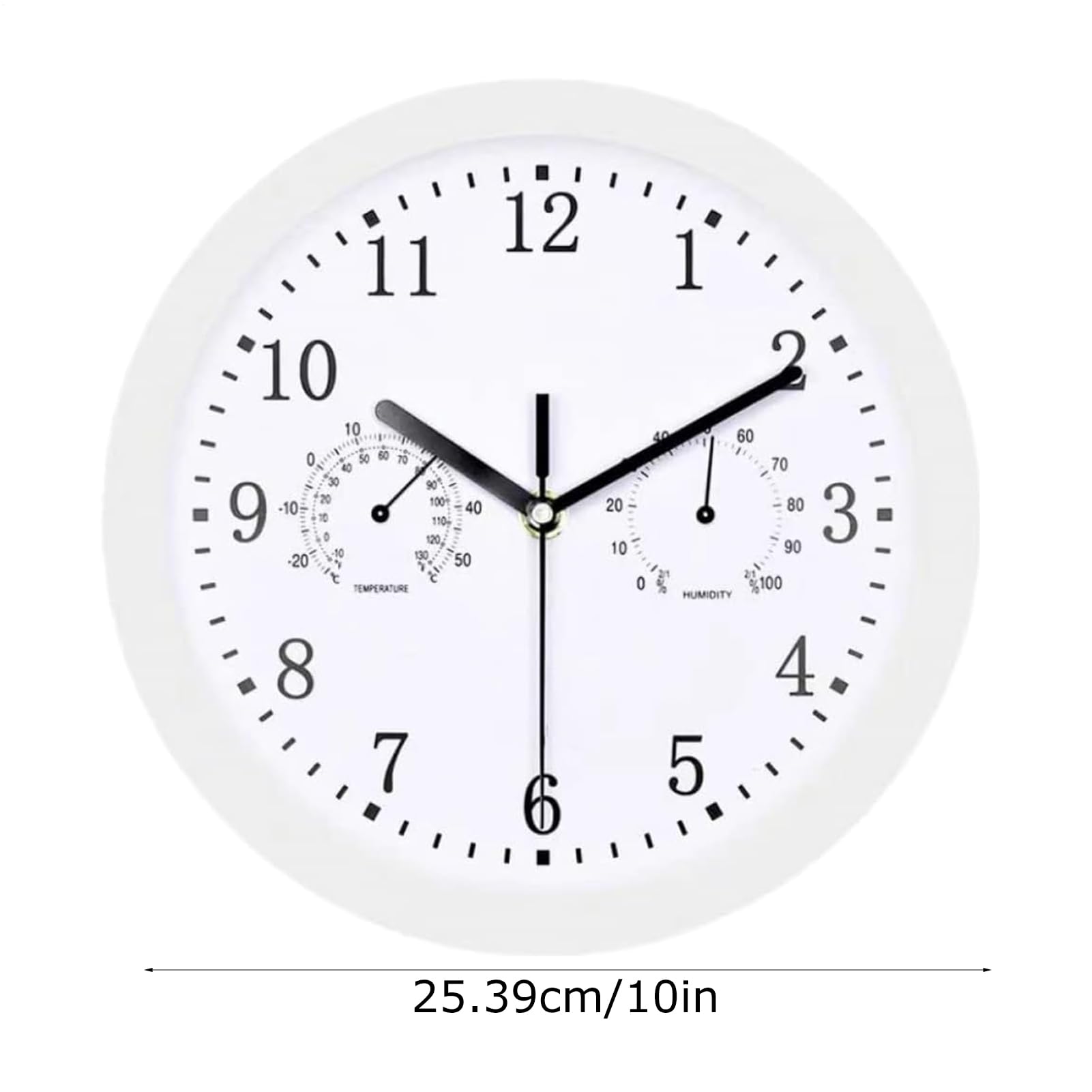 Orologio da patio - orologio da parete da giardino da 10 pollici con igrometro | Orologio impermeabile e silenzioso a batteria non toccante per patio, portico, piscina e balcone, elegante decorazione