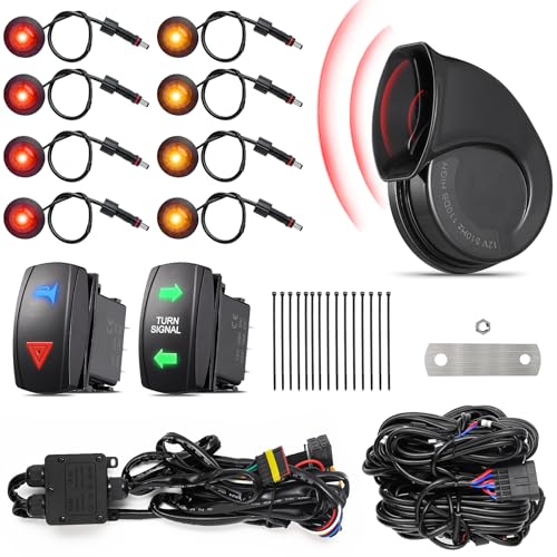 Ehaho ATV UTV Turn Signal Kit with 110D Horn [Pre-Wired] [Plug & Play] SXS UTV Universal Street Legal Kit with Hazard light Blinker Kit with Rocker Switch Compatible With Polaris RZR Can-Am CFMOTO