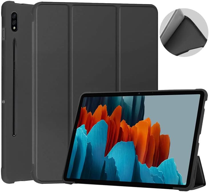 Compatible with Case for Samsung Galaxy Tab S8 (2022) 11 inch, Ultra Slim Lightweight TPU Silicone Soft Shell Magnetic Cover Case with Stand for Samsung Galaxy Tab S8 Tablet case (Black)