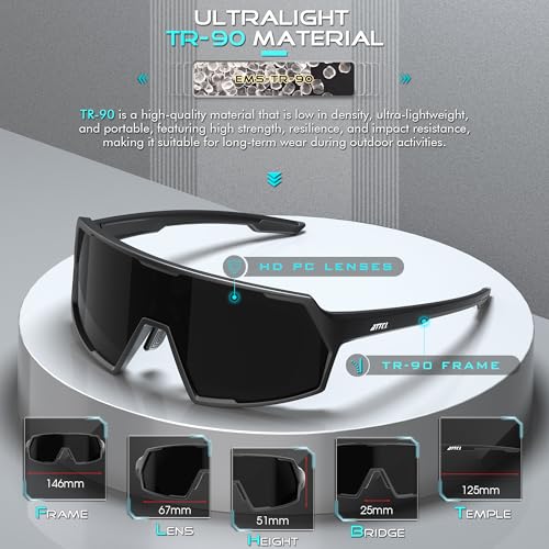 ATTCL Unisex Sports Sunglasses for Cycling Fishing Running Baseball - Ultralight PC Lens with UV400 Protection (KC08)2