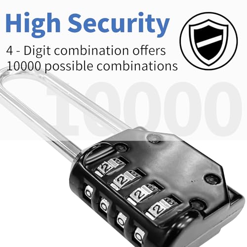 Image of Sutekus Combination Lock 4 Digit Combination Padlock Waterproof Resettable Lock for School Gym Sports Locker, Fence, Toolbox, Case, Hasp Cabinet Storage, 2Pack (Long Shackle)