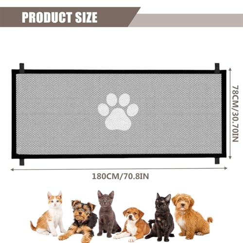 Treppenschutzgitter Hund, Türschutzgitter Baby, Kinderschutzgitter, Treppenschutzgitter & Türschutzgitter Ohne Bohren für Babys, Hunde & Katzen, 180 * 78CM, Schwarz