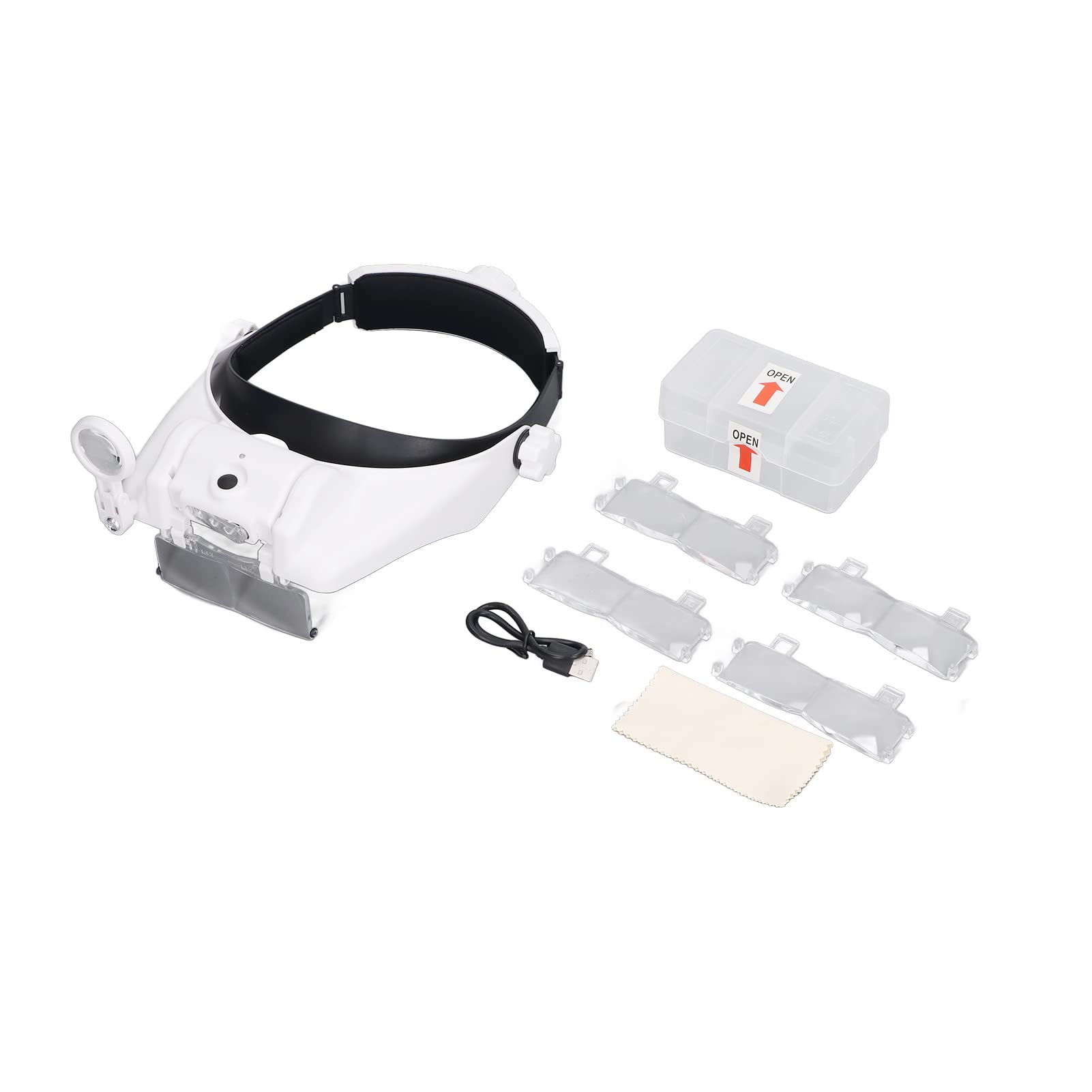 Loupe Frontale à LED avec 3 Lumières LED Loupe à Bandeau Mains Libres Rechargeable 2.0X 、 2.5X 、 3.0X 、 3.5X