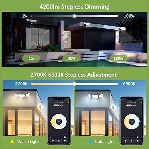 Novostella 45W Smart Security Light Outdoor, Tunable White Motion Sensor 4200Lm 2700K-6500K Wifi Led Flood Lights Exterior Waterproof Alexa Floodlight Outside Spotlight For Backyard Yard 3 Head Black #TOP4