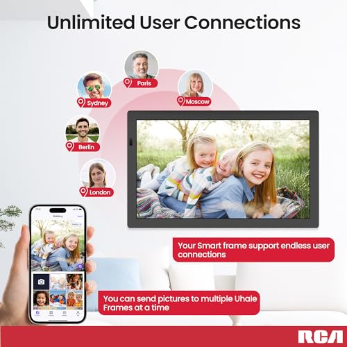 Image of RCA 21.5 inch Large WiFi Digital Picture Frame Electric Uhale Frames with Remote Control 32GB Memory, 1920 X 1080P FHD IPS No Touch Screen, Support Wall Mount, Auto Rotate, Instantly Share Photos Videos