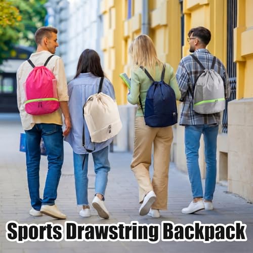 Image of 24 Pcs Gym Drawstring Backpack Bags Bulk with Shoe Compartment for Sports Wet Proof Pocket for Men Women Large (Multicolor)