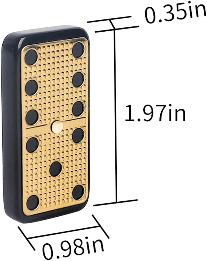 Bucher&Rossini Metal Surface Dominoes Set Double 6 for Adults and Kids - Classic 28Pieces Gold Metal Surface Domino's Game Set Idea Gift Present for Domino Players or Family Game Night