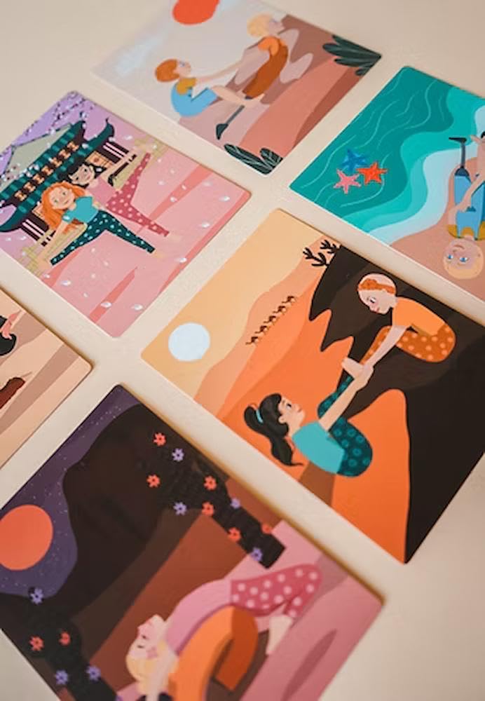 IMYOGI Partner Yoga Karten für Kinder, handillustriert, 30 Partner-Übungen, Meditation für Kinder, Kinderyoga, Kartenset, Yoga Anfänger, Selbstvertrauen, Yoga Kids, Yoga Cards, Geschenk, bunt