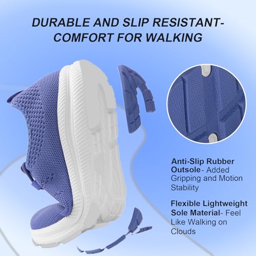 Image of Wide Toe Box Shoes Women Non-Slip Wide Width Sneakers Ultra Light Extra Wide Road Running Shoes for Women Breathable Tennis Walking Gym Workout Trainer 6-12