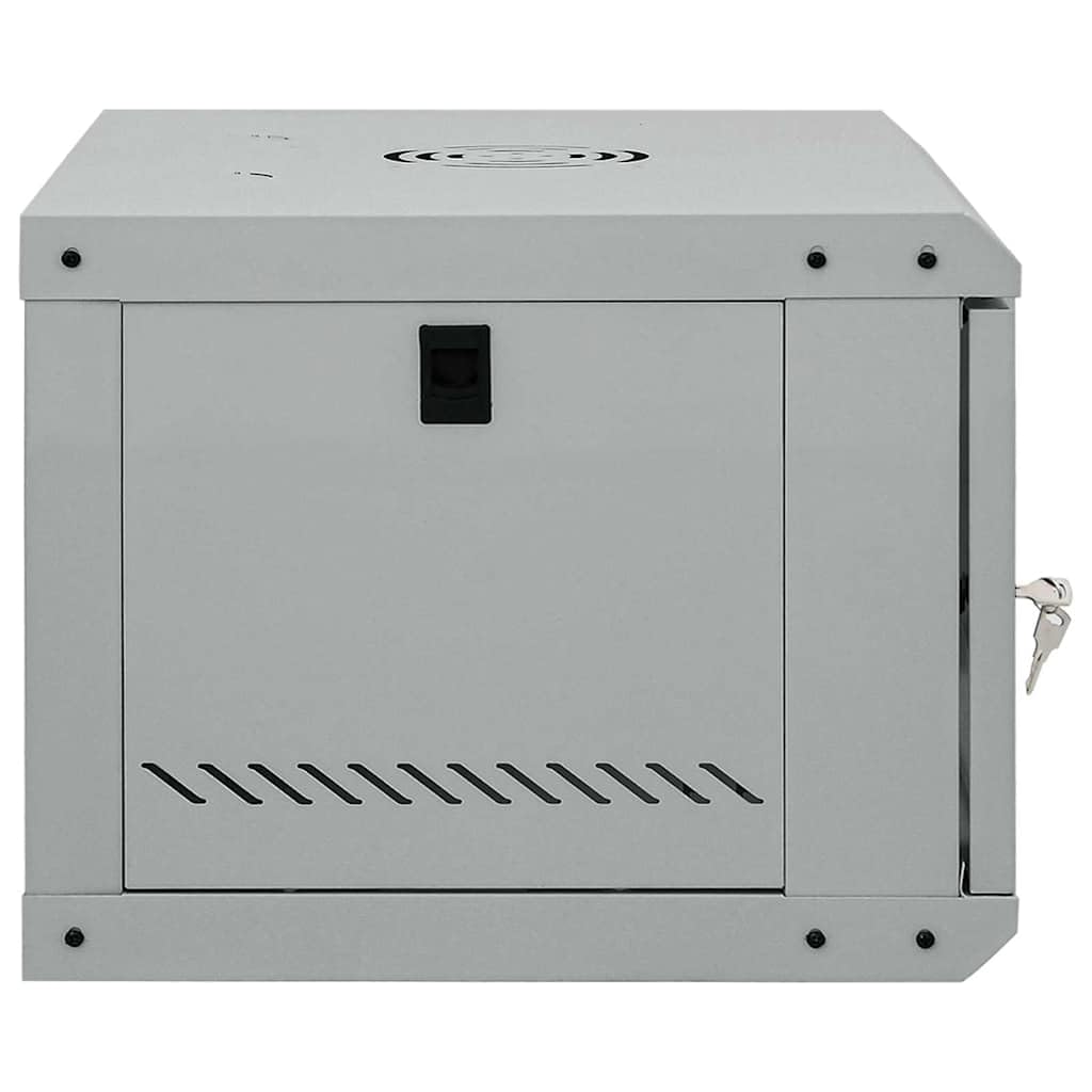 Armoire murale pour réseau, 53 x 45 x 30 cm, armoire serveur en acier avec porte en verre de sécurité, armoire de données pour bureau, design industriel, gris