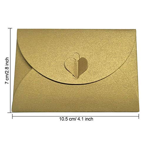 JOYISEN 50 STKS Kraft Papier Enveloppen Mini Handgemaakte Rode en Gouden Enveloppen met Hartsluiting - Afbeelding 6