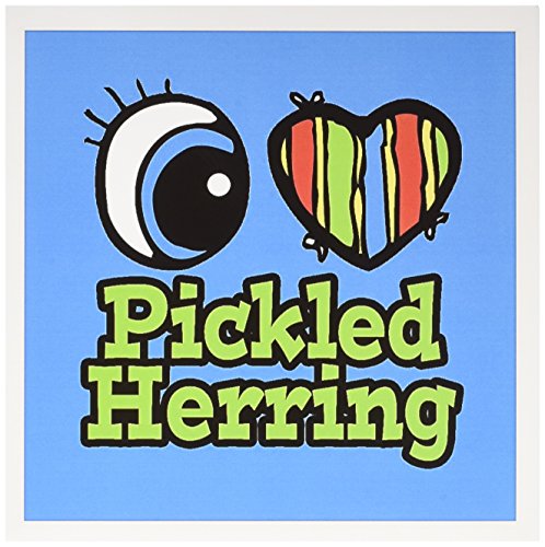3dRose Bright Eye Heart I Love Pickled Herring - Greeting Cards, 6 x 6 inches, set of 6 (gc_106383_1)