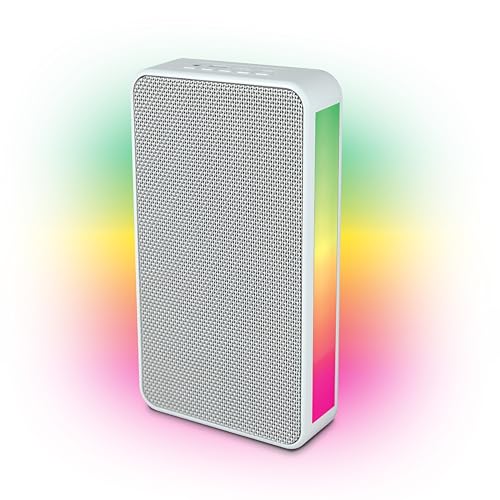 InnoVibe Wall-Mounted Bluetooth Speaker with RGB Light, 10W Wireless Garage Audio System, Outdoor Powered Speakers for Patio, Backyard, or Movie Projector Setup, White, (1 Pack)