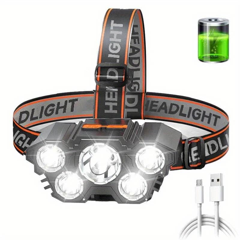 DPM Brightest Powerful 5 LED Headlamp Rechargeable Headlamps Waterproof Headlights Head Torch Outdoor Camping Running Lighting (B0CXTH6R27) Amazon Price History, Amazon Price Tracker