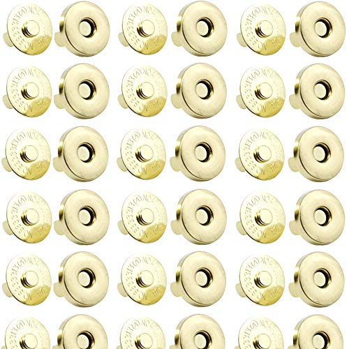 MYUBWTF 20 Set Magnetic Button Clasp Snaps, 3/4â€œ Purse Magnetic Bag Fastener Clasp, Magnetic Button Replacement Kit for Sewing, Craft, Purses, Bags, Clothes, Leather (Gold)