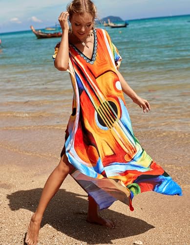 Image of NFVNKJ Women's Plus Size Beach Lounge Kaftan Maxi Dress Swimsuit Coverup for Women