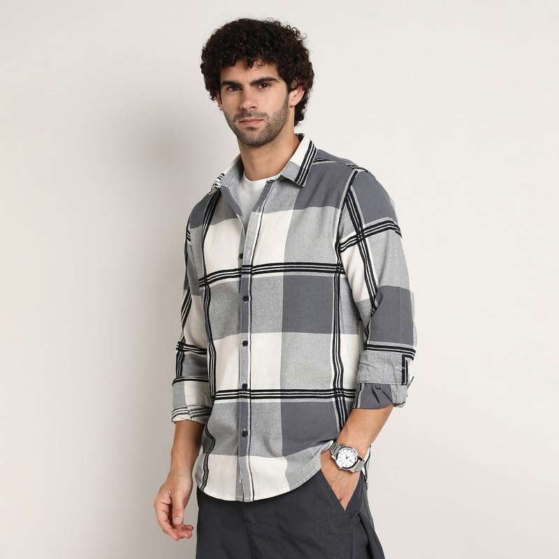 Image of CAHOOT Men's Shirt for Casual Wear | Mid-Rise | Regular Fit | Button Closure | Shirt Crafted with Comfort Fit for Everyday Wear