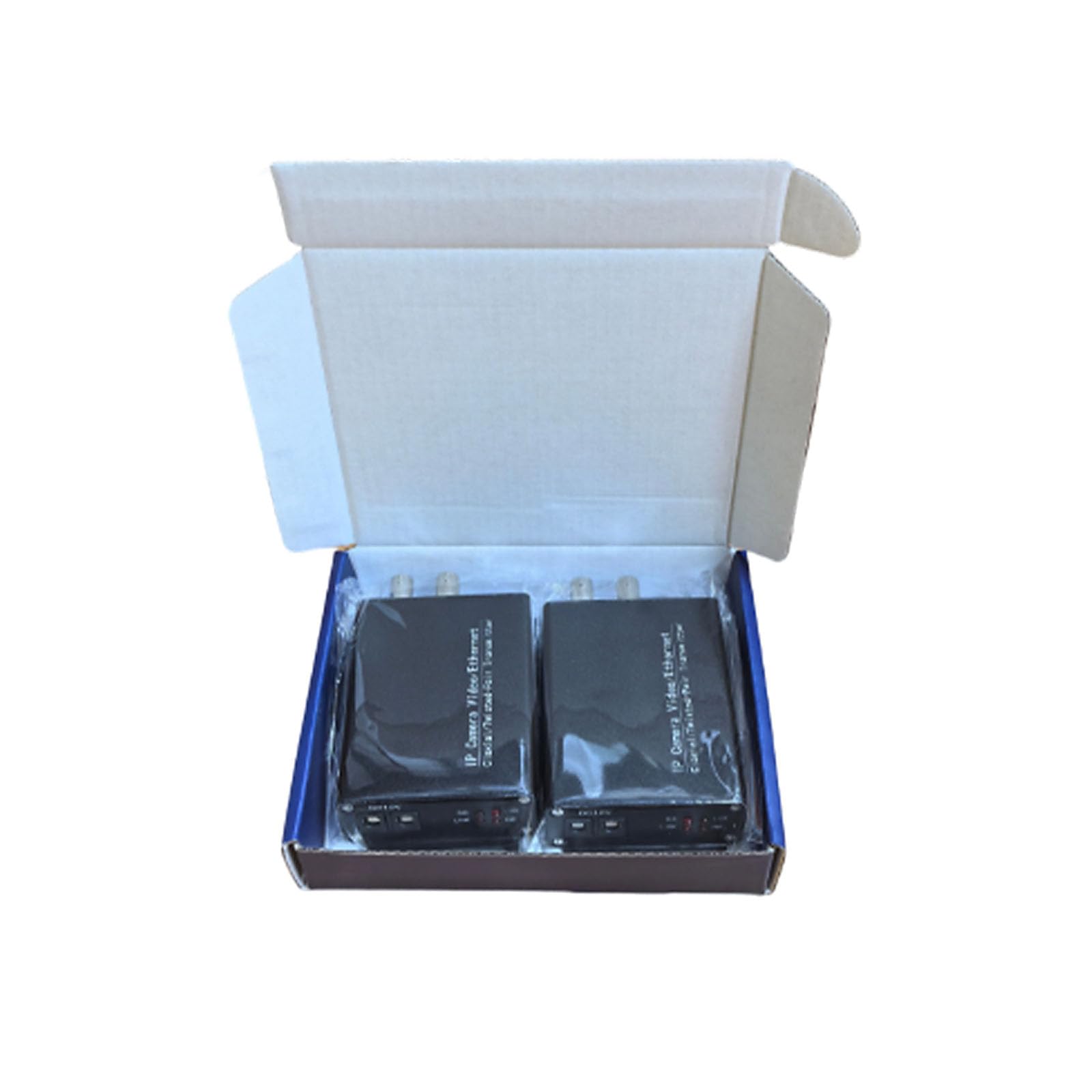 Juego de extensor coaxial de cámara de seguridad para equipos de instalación, conexión de video Ethernet con carcasa de metal negro, juego de dos conectores coaxiales