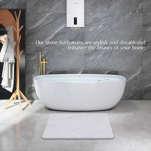 NAYAHOSE Stone Bath Mat, 100% Natural Diatomaceous Earth Shower Mat, Non-Slip Super Absorbent Quick Drying Bathroom Floor Mat, Shower Mat for Bathroom Floor, Easy to Clean (Light grey) - Cosy Home Interiors NAYAHOSE Stone Bath Mat, 100% Natural Diatomaceous Earth Shower Mat, Non-Slip Super Absorbent Quick Drying Bathroom Floor Mat, Shower Mat for Bathroom Floor, Easy to Clean (Light grey) - Image 3