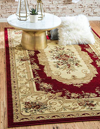 Unique Loom Versailles Collection Traditional Classic Floral Motif Area Rug (8' 0 x 10' 0 Rectangular, Burgundy/ Ivory)
