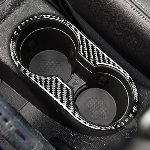 Real Premium Carbon Fiber Compatible with Wrangler 2011 2012 2013 2014 2015 2016 2017 Accessories Car Front Drain Cup Holder Cover Sticker Decal Interior Trim