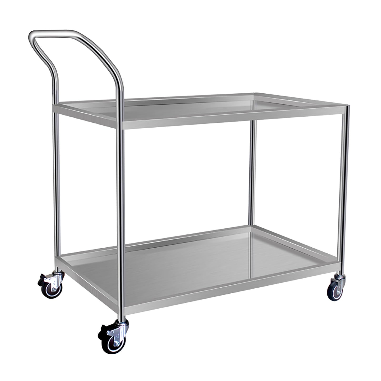Carrito de Servicio con Ruedas de Acero Inoxidable de 2 o 3 estantes Carrito de Servicio con Ruedas silenciosas de 360° Carrito de Catering Mango ergonómico,Un Color: 80 x 50 x 90 cm.