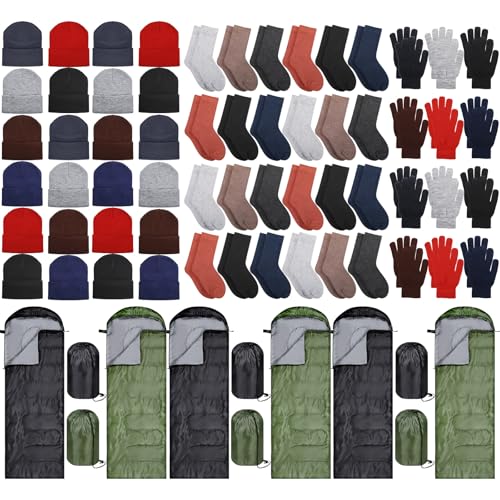 Hillban Homeless Care Package Set: Sacos de dormir impermeables, gorros, guantes y calcetines para camping y senderismo, multicolor miniatura 1