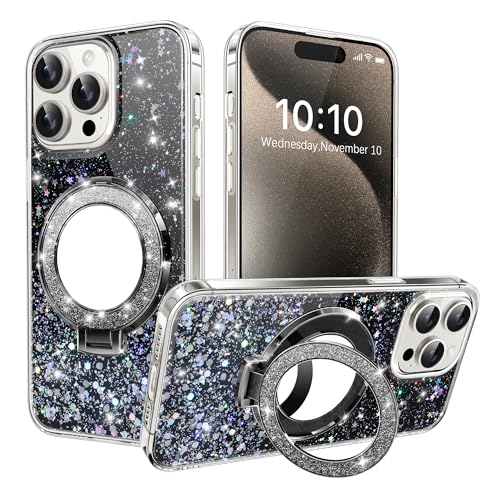 COTDINFOR Funda para Apple iPhone X Carcasa con Mirror Soporte Cárcasa Lujosa Brilla Glitter Cuerpo Ultra Brillante TPU Silicona Móvil Case Protectora Back-Cover para iPhone X/XS Black DJ.