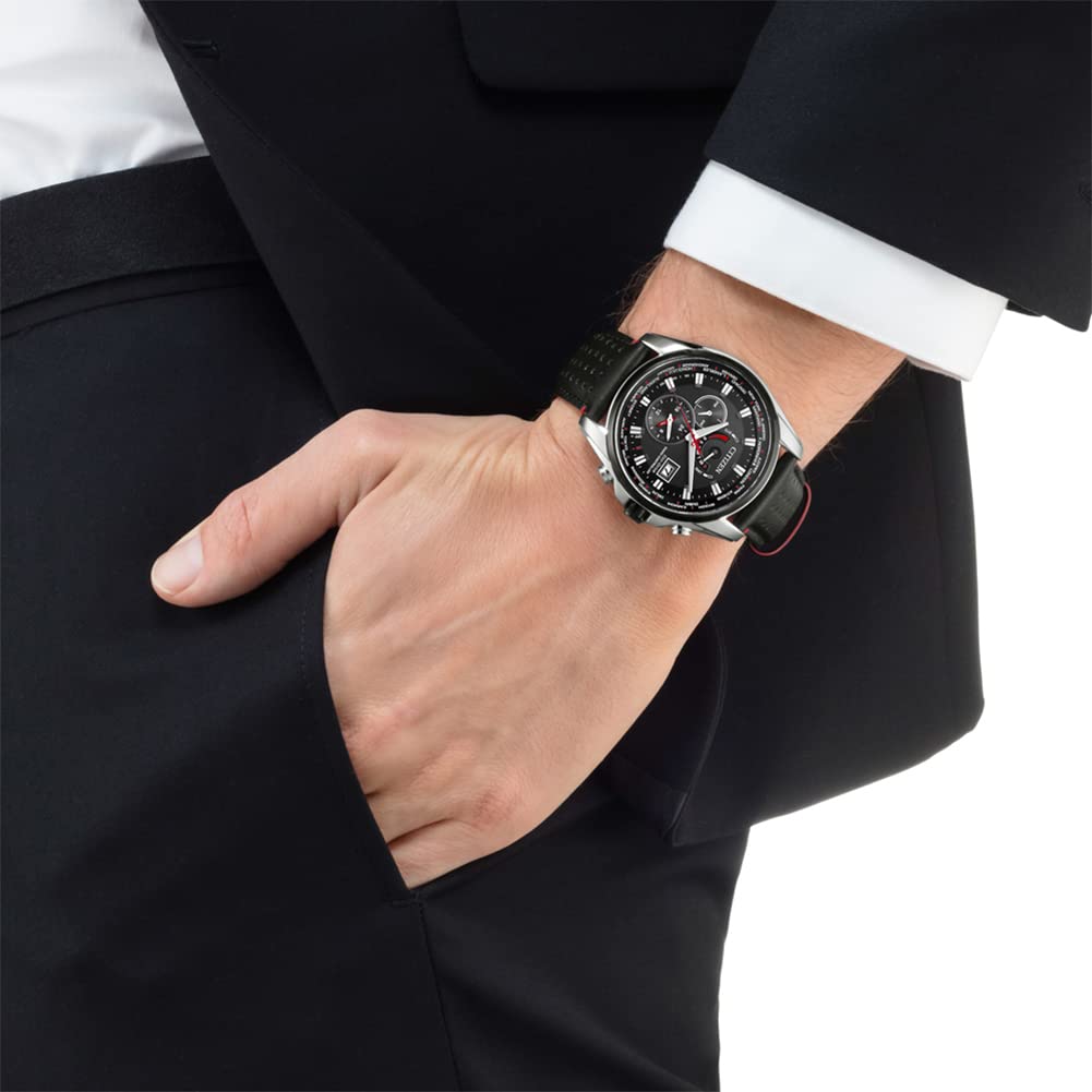 Citizen Herren Analog Eco-Drive Uhr mit Leder Armband AT9036-08E