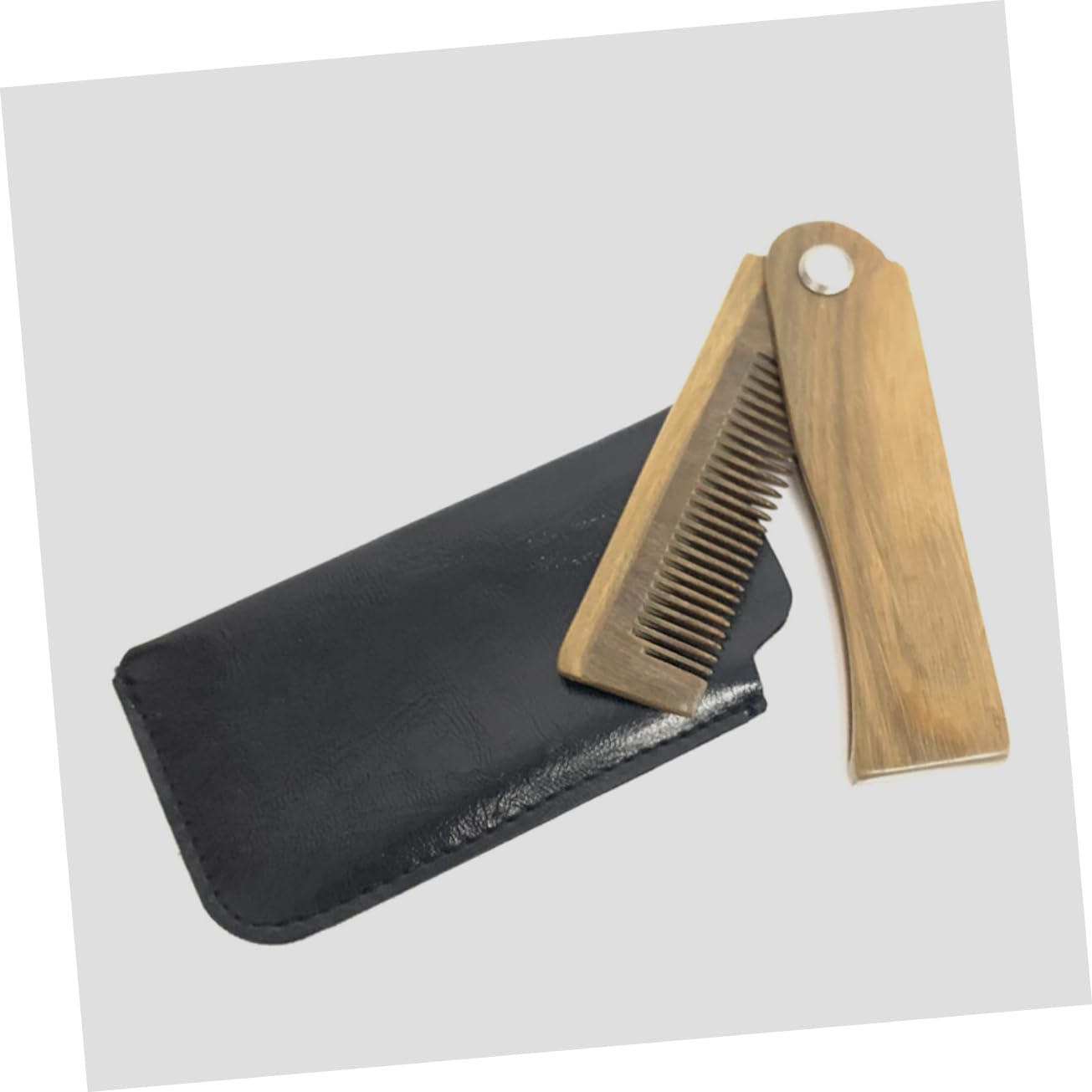 SHERCHPRY Beard Comb Set Folding Wooden Comb Hair Supply Case Men's Hair Tool Home Beauty