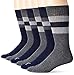 PUMA Socks Men's Striped Crew Socks, Navy, Sock Size:10-13/Shoe Size: 6-12 (Pack of 6)